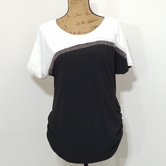 Agenda Tops - ️ Black and white silver studded dressy top•NWT